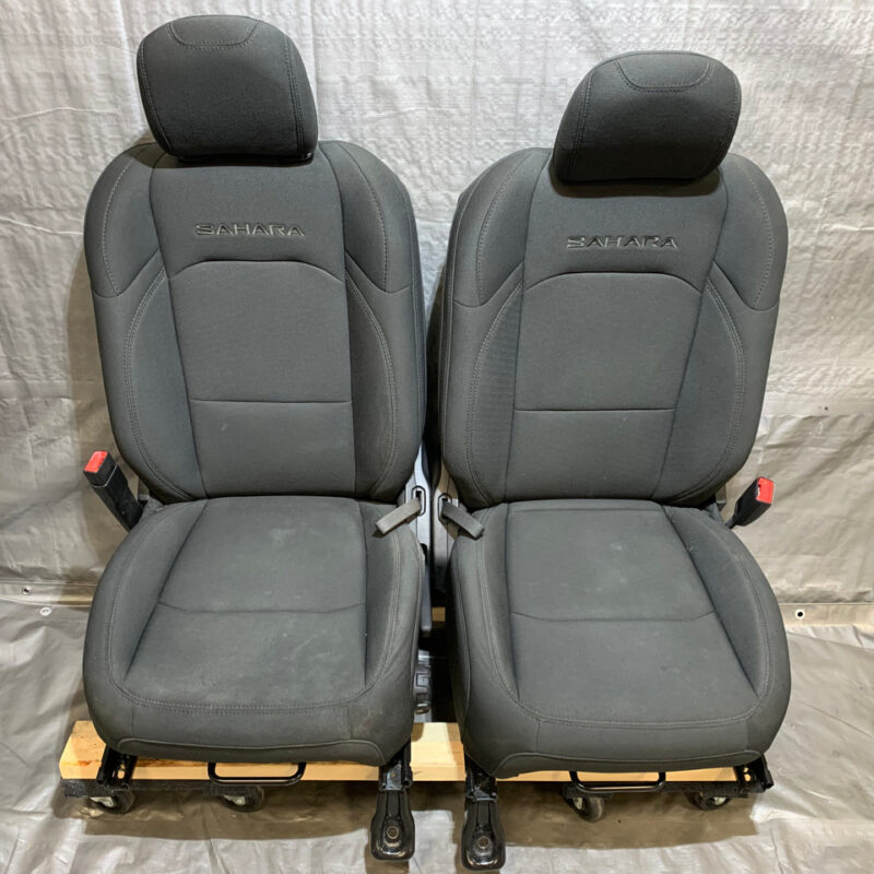 2018-2021 Jeep Wrangler JL Unlimited 4DR Sahara Front Black Cloth Seats / Pair / JL003