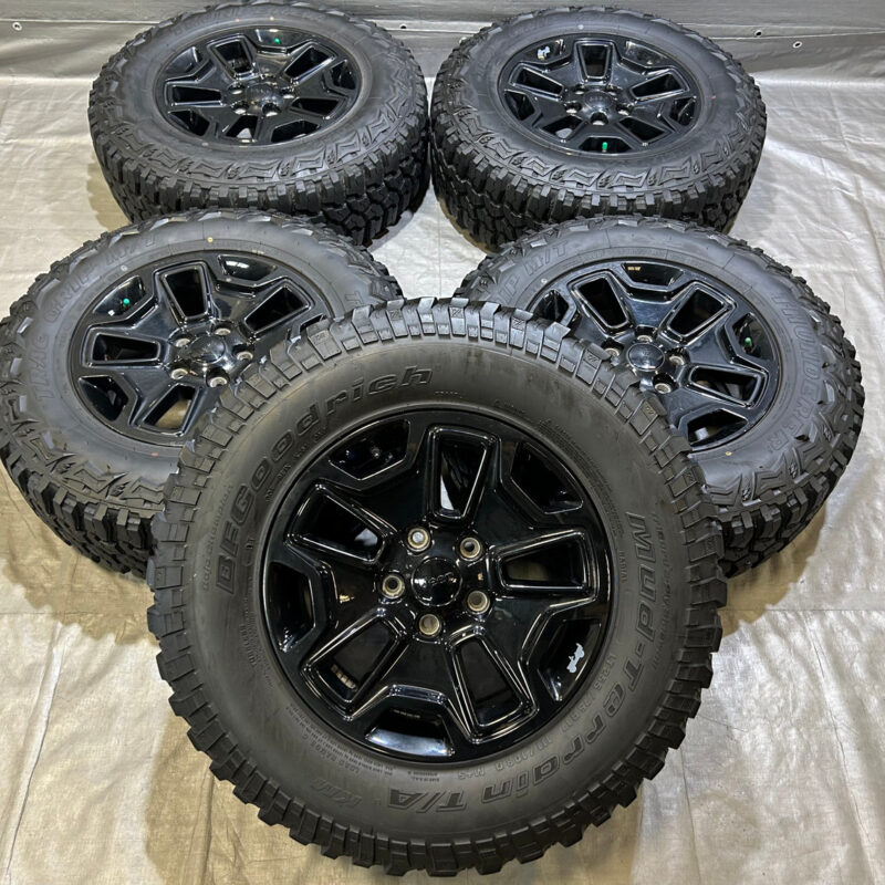 2007-2024 Jeep Wrangler Willy's 17" Gloss Black Wheels Rims w/ Tires / Set of 5 / JK012