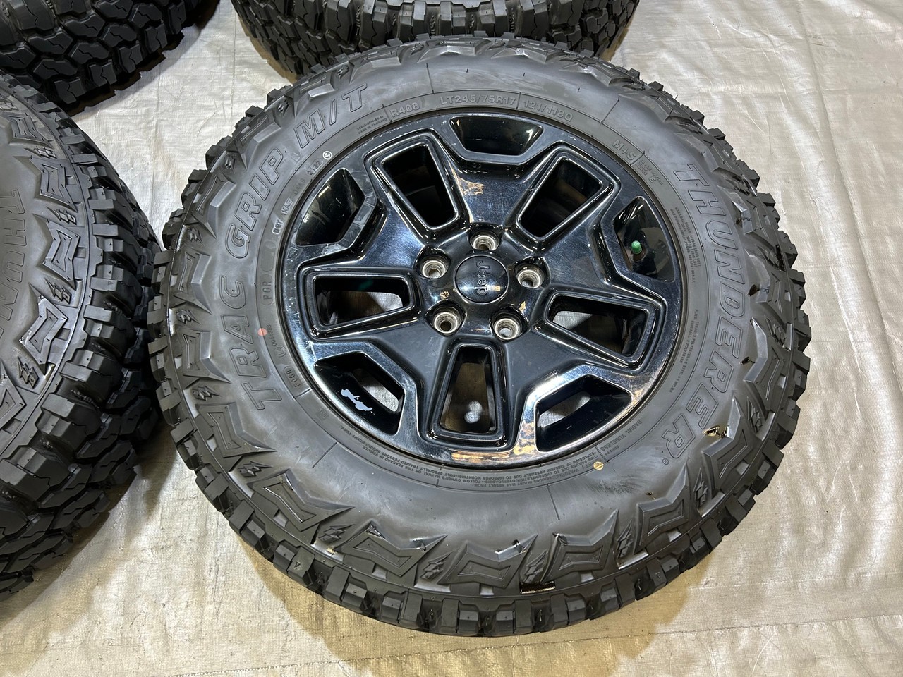 2007-2024 Jeep Wrangler Willy's 17" Gloss Black Wheels Rims w/ Tires / Set of 5 / JK012